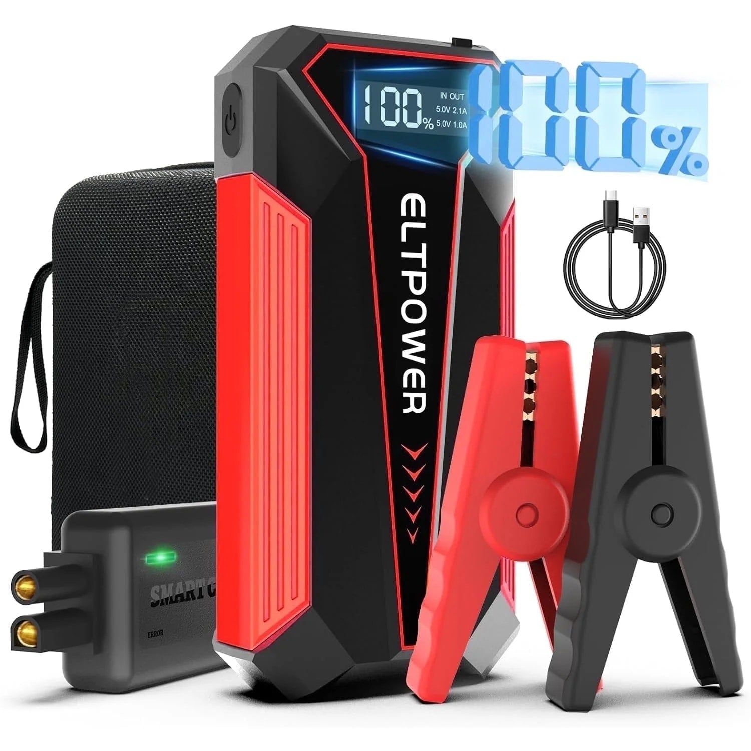 Portable Car Battery Jump Starter 2000A 4 In 1 Power Bank