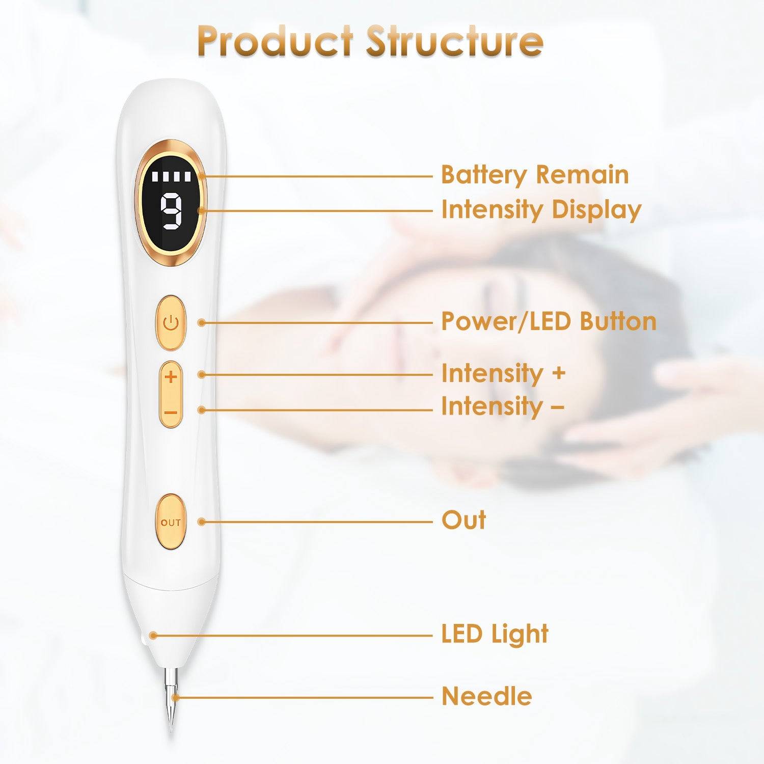 Skin Tag Remover Pen with LED Light and 9 Intensity Levels