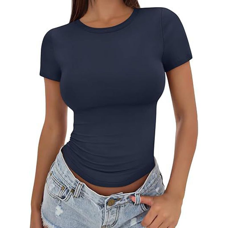 Womens Crewneck Slim Fit T Shirt For Summer Wear