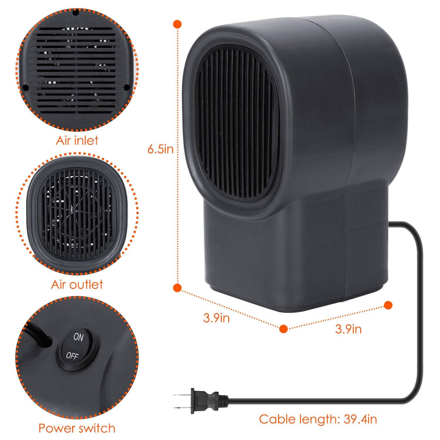 400W Portable Heater Compact Space Unit