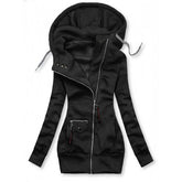 Slim Fit Hooded Jacket with Zip Front and Drawstring Waist
