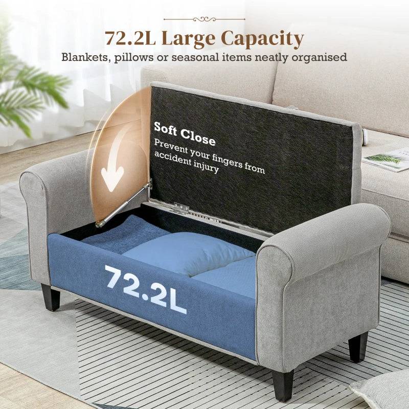 50 Inch Storage Ottoman Bench with Arms
