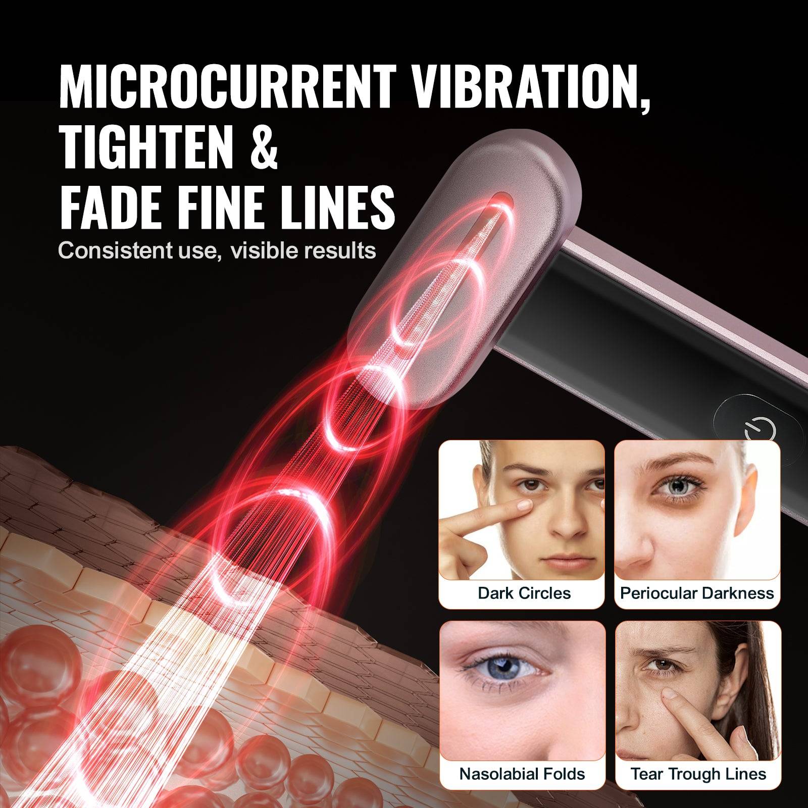 LED Facial Massager Microcurrent Therapy Wand Device