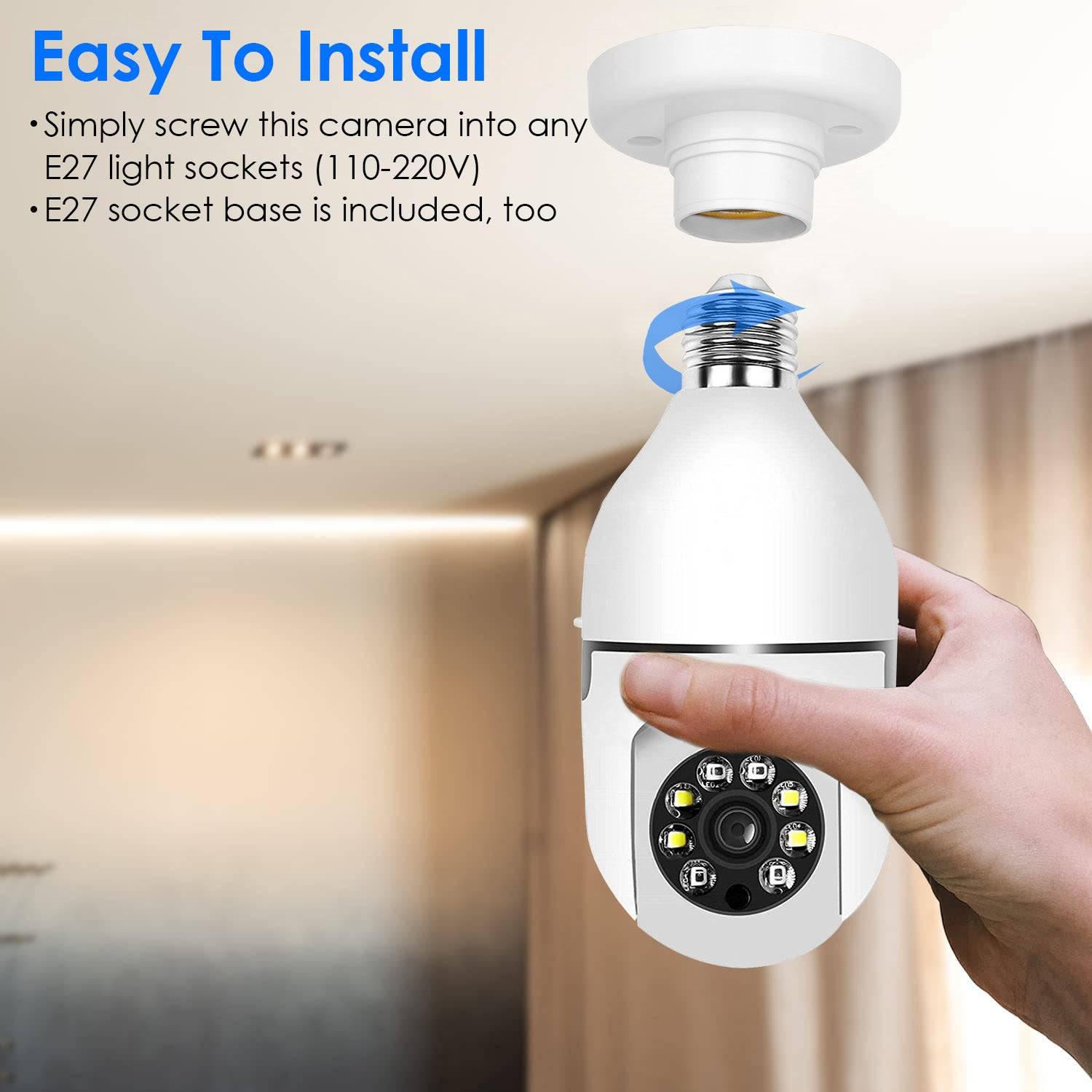 E27 WiFi Security Camera 1080P Night Vision