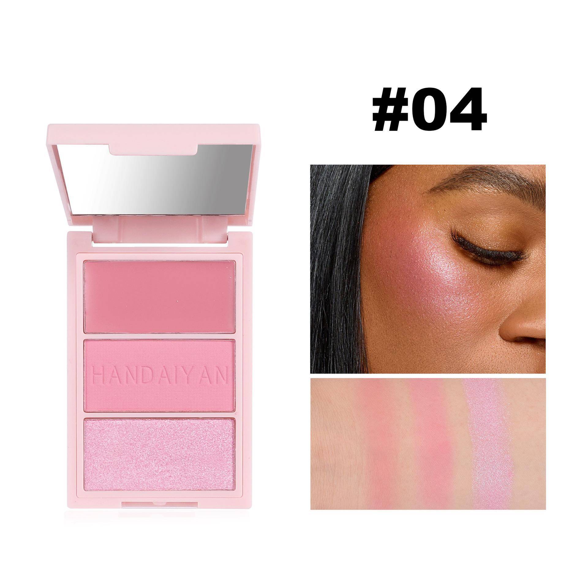 Makeup Palette 3 in 1 Blush Highlighter and Bronzer Compact