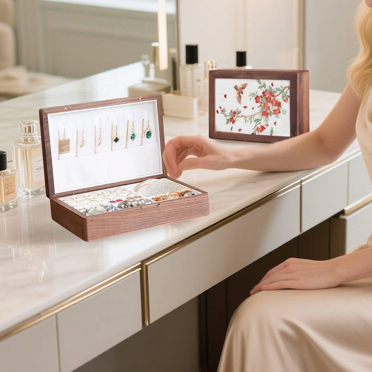 Solid Wood Jewelry Box in Black Walnut