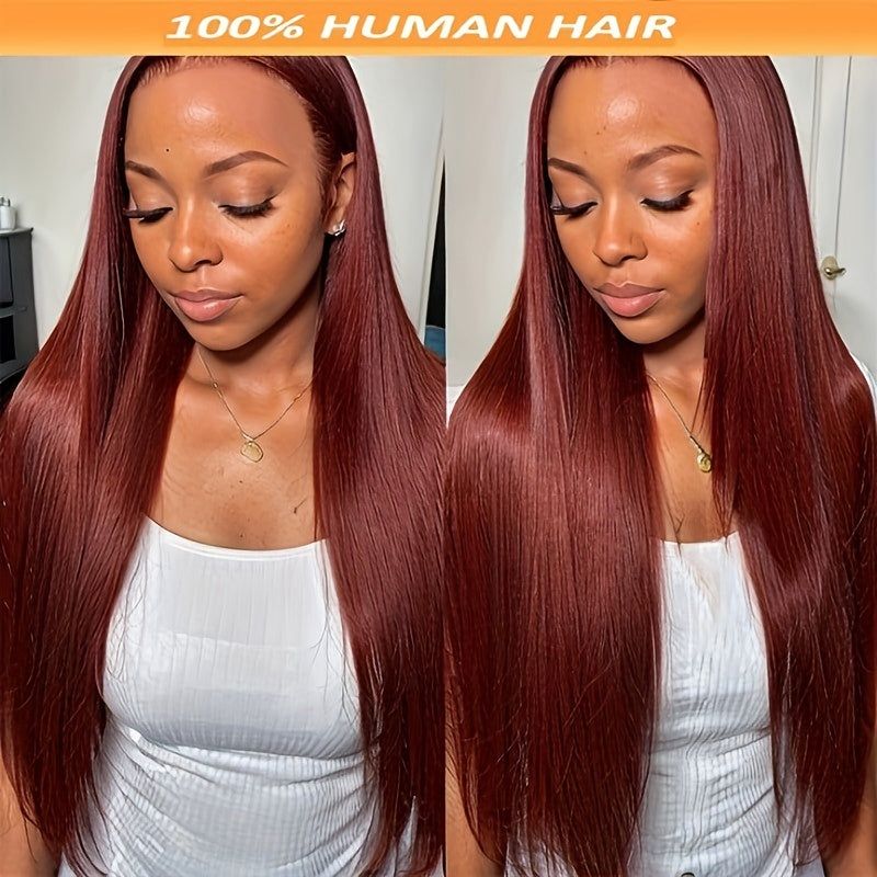Reddish Brown HD Lace Frontal Human Hair Wig Straight
