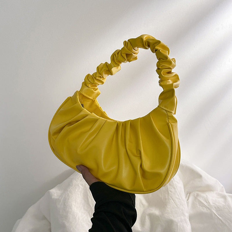 Women Cloud Pleated Shoulder Bag in Pure Color