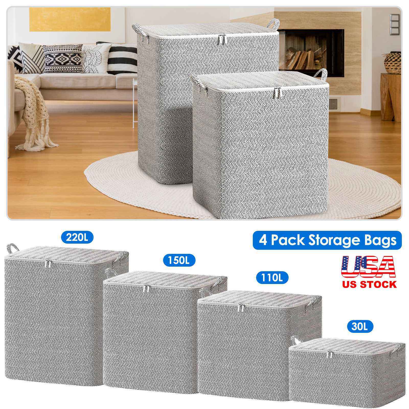 4 Pack Foldable Storage Boxes with Lid and Zipper
