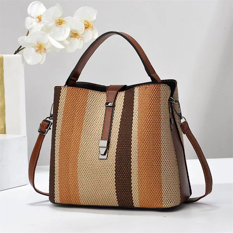 Womens PU Crossbody Bag Large Capacity Bucket Style