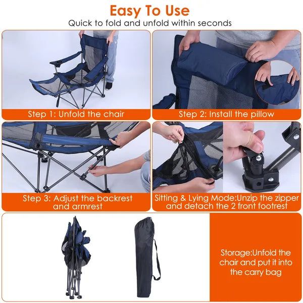 Foldable Camping Chair with Armrests and Cup Holder