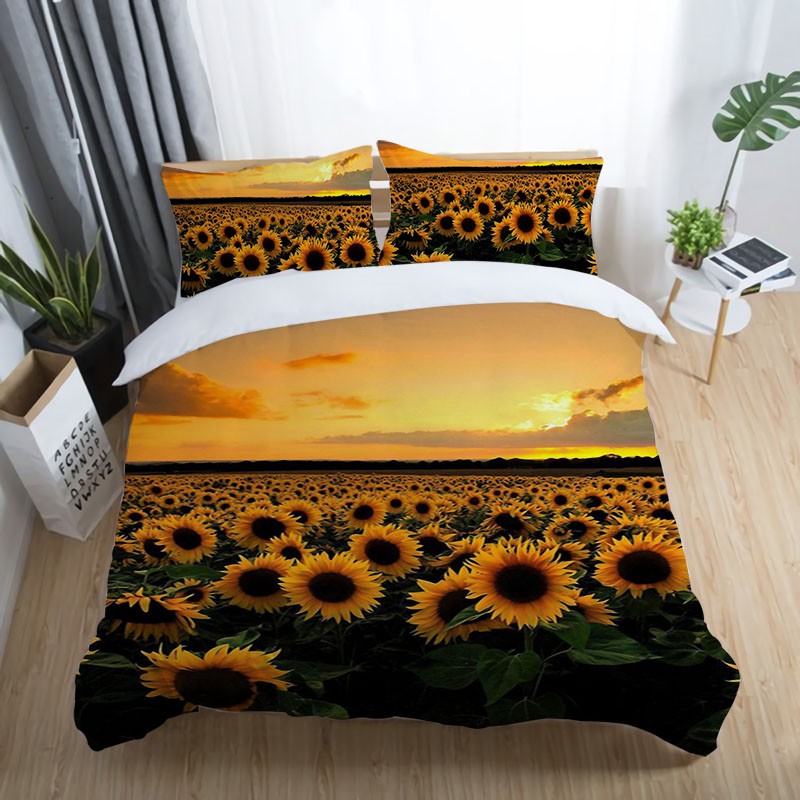 3D Sunflower Duvet Cover Bedding Set with Pillowcases