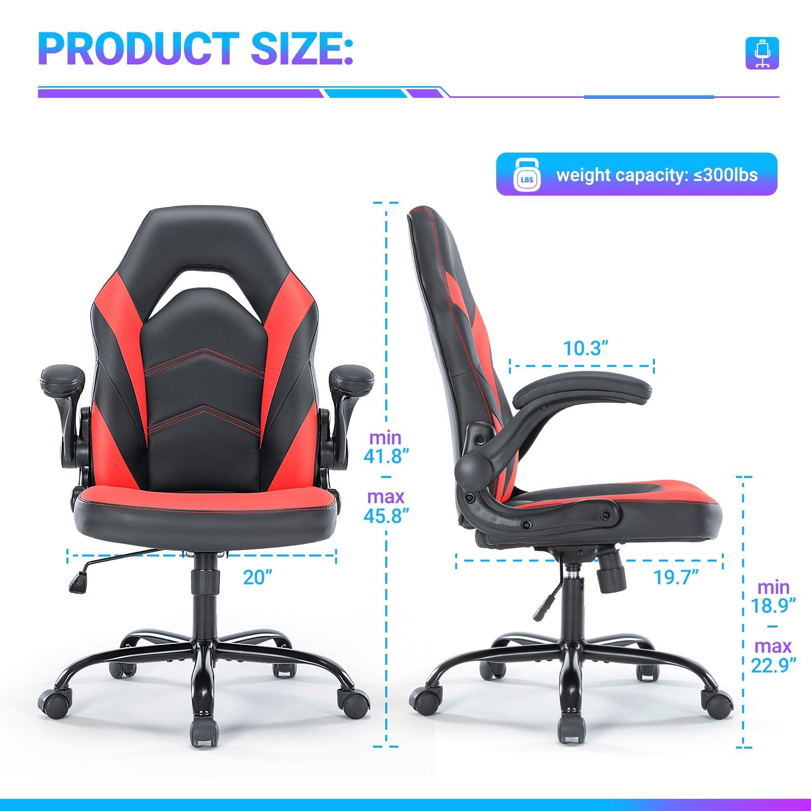 Gaming Chair Ergonomic PU Leather S Back Rocking Adjustable