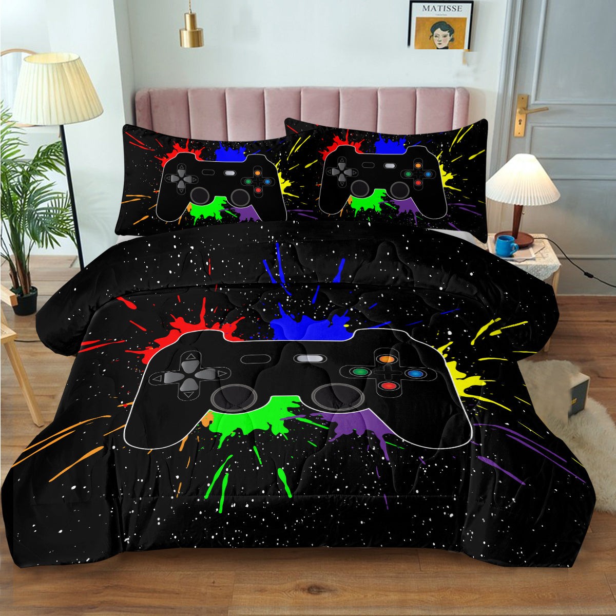Video Game Bedding Set With Comforter And Pillow Shams