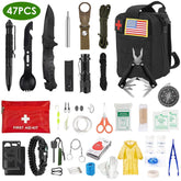 47 Piece Survival Kit with Tactical Tools and First Aid Gear