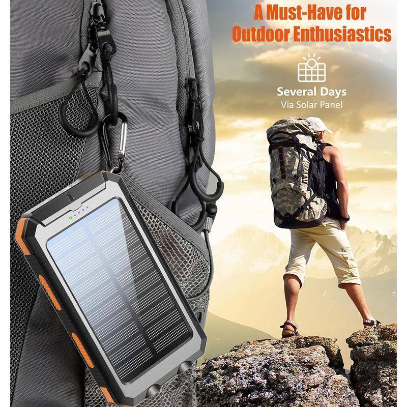 Solar Portable Charger with Dual USB and Flashlight