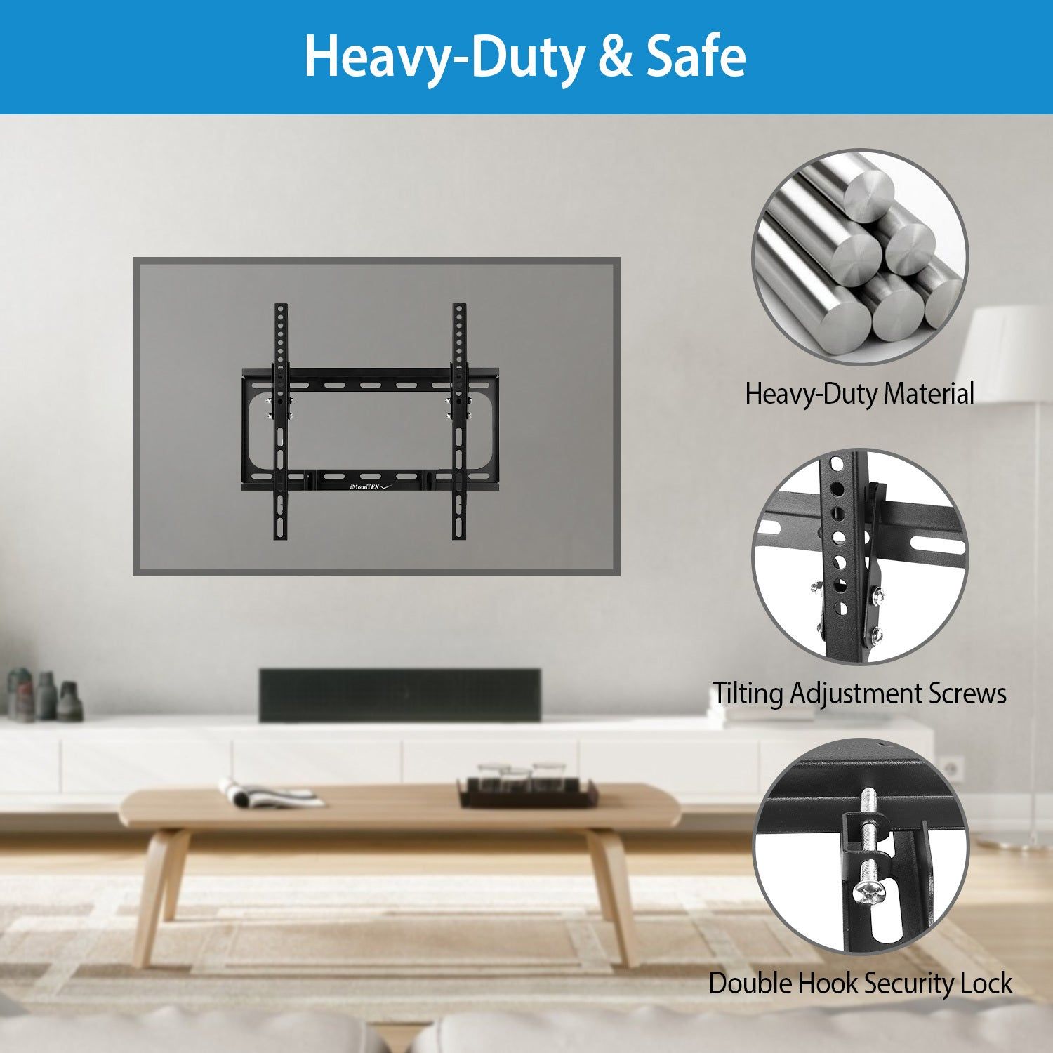 TV Mount Tilt Dual Arm Wall Bracket for 26–55 Inch TVs