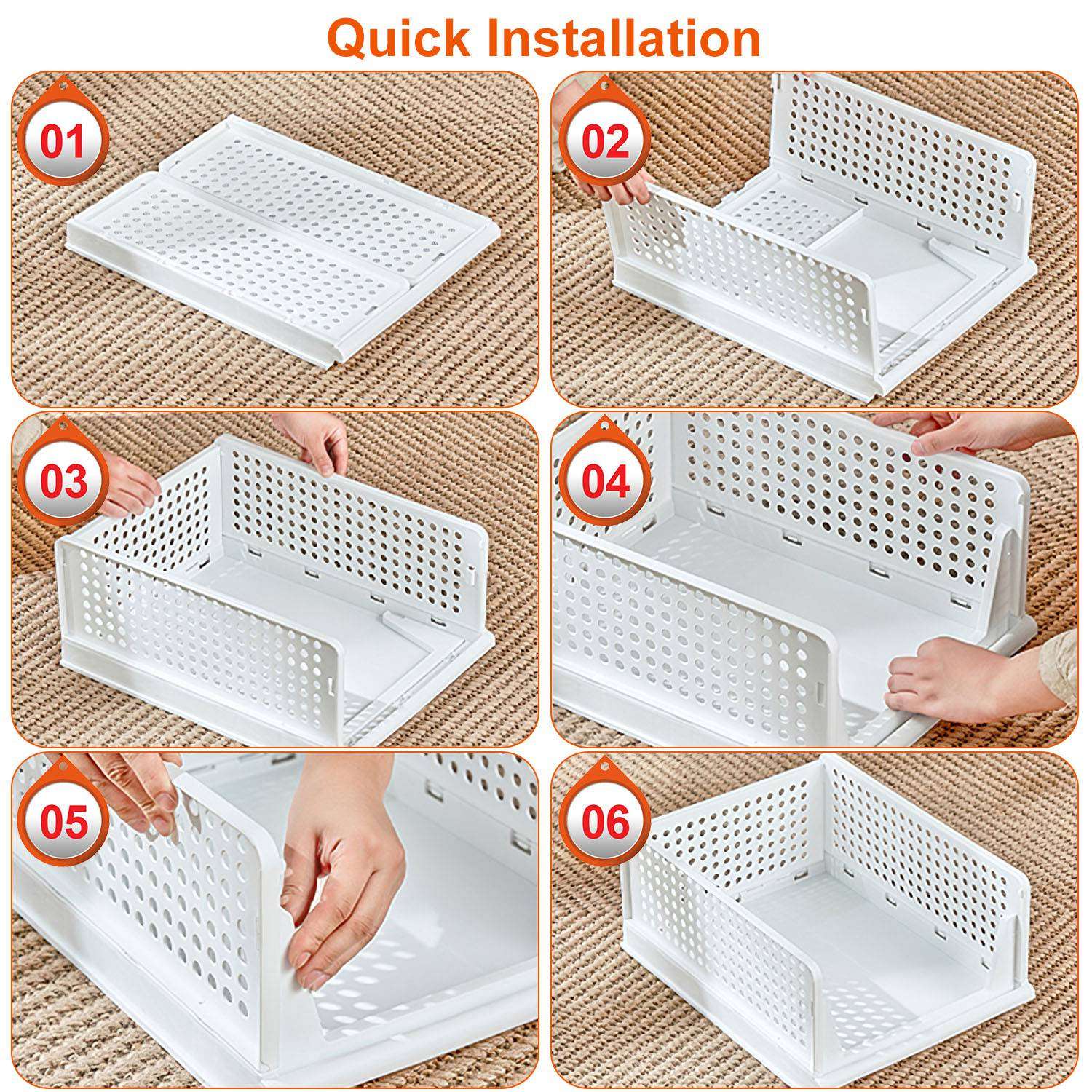 Foldable Plastic Storage Boxes 4 Pack for Home Organization