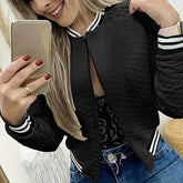 Women’s Color Block Baseball Collar Zip Jacket Polyester