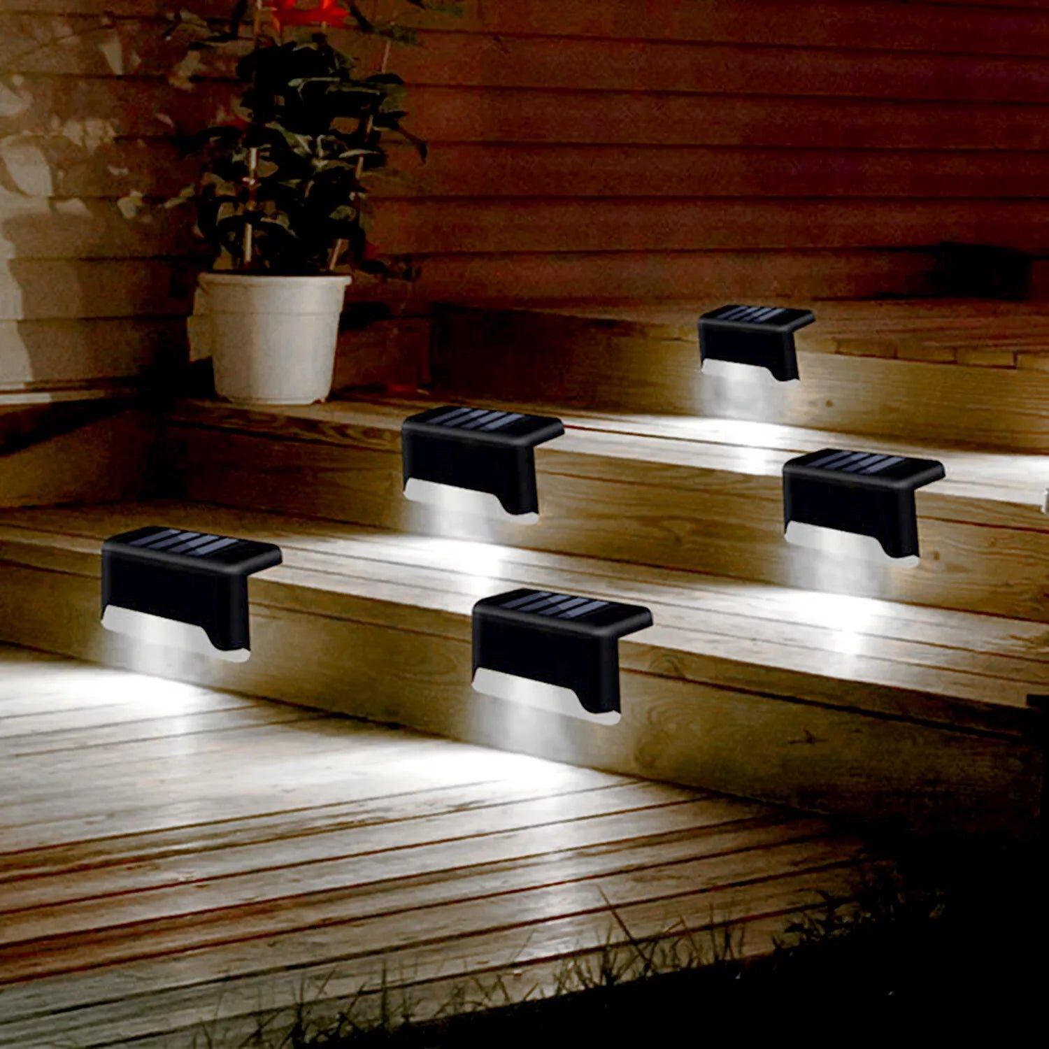 4 Pack Solar LED Deck Lights for Outdoor Path Illumination