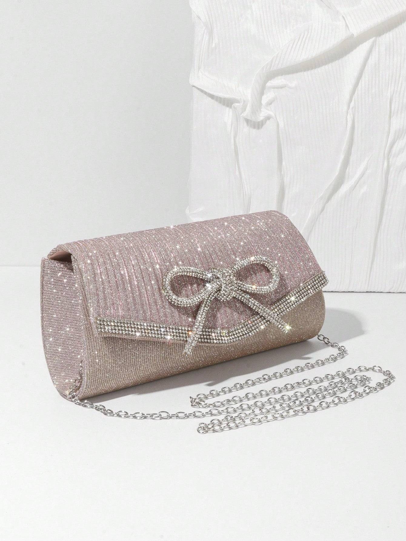 Rhinestone Bow Evening Clutch Bag