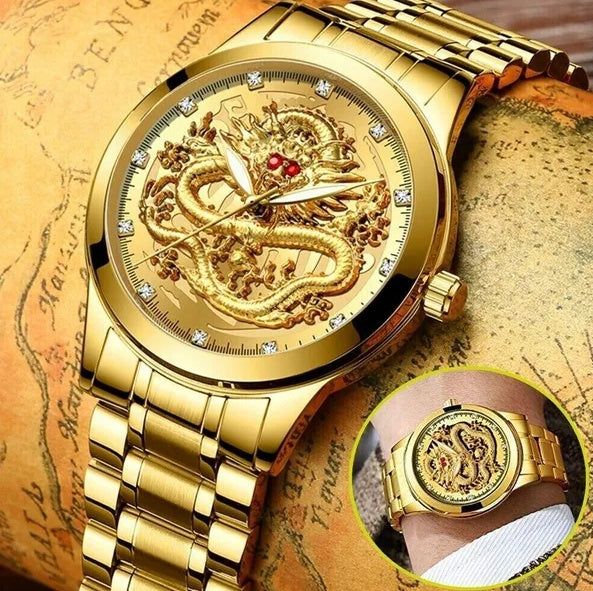Gold Quartz Watch For Men Luxury