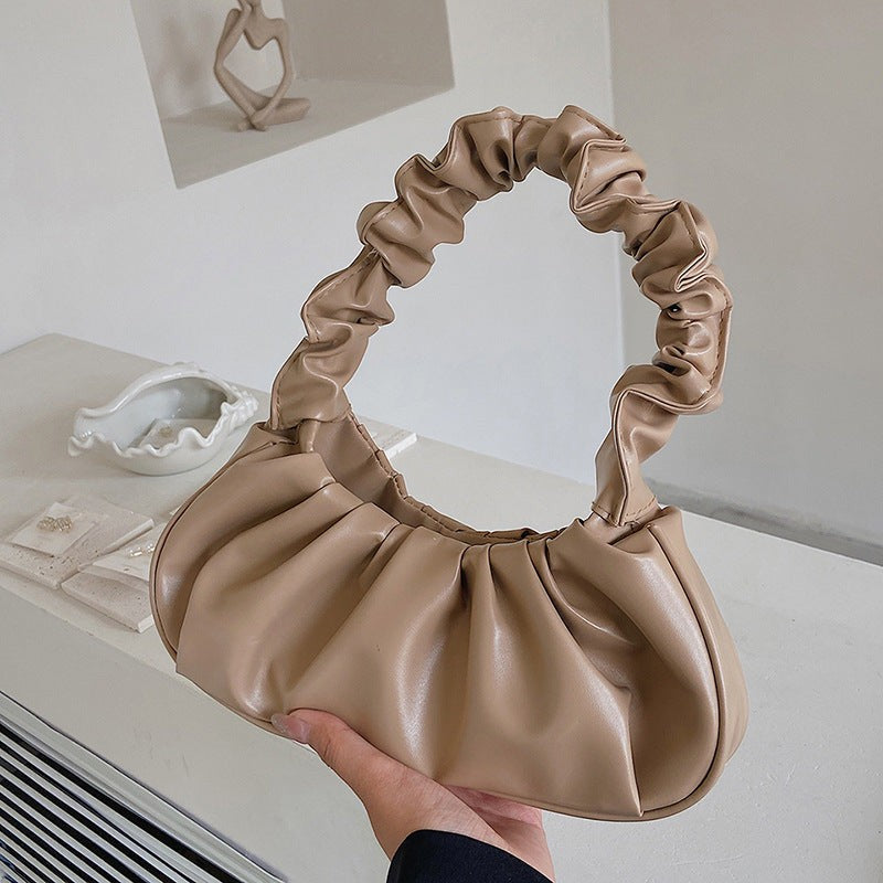 Women Cloud Pleated Shoulder Bag in Pure Color