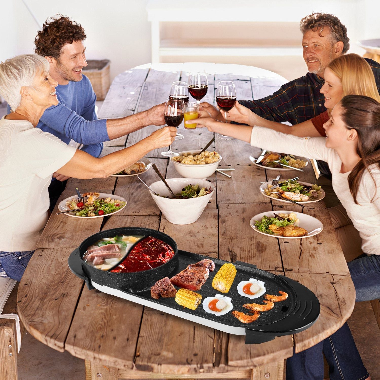 2200W Electric Grill and Hot Pot with Temp Control