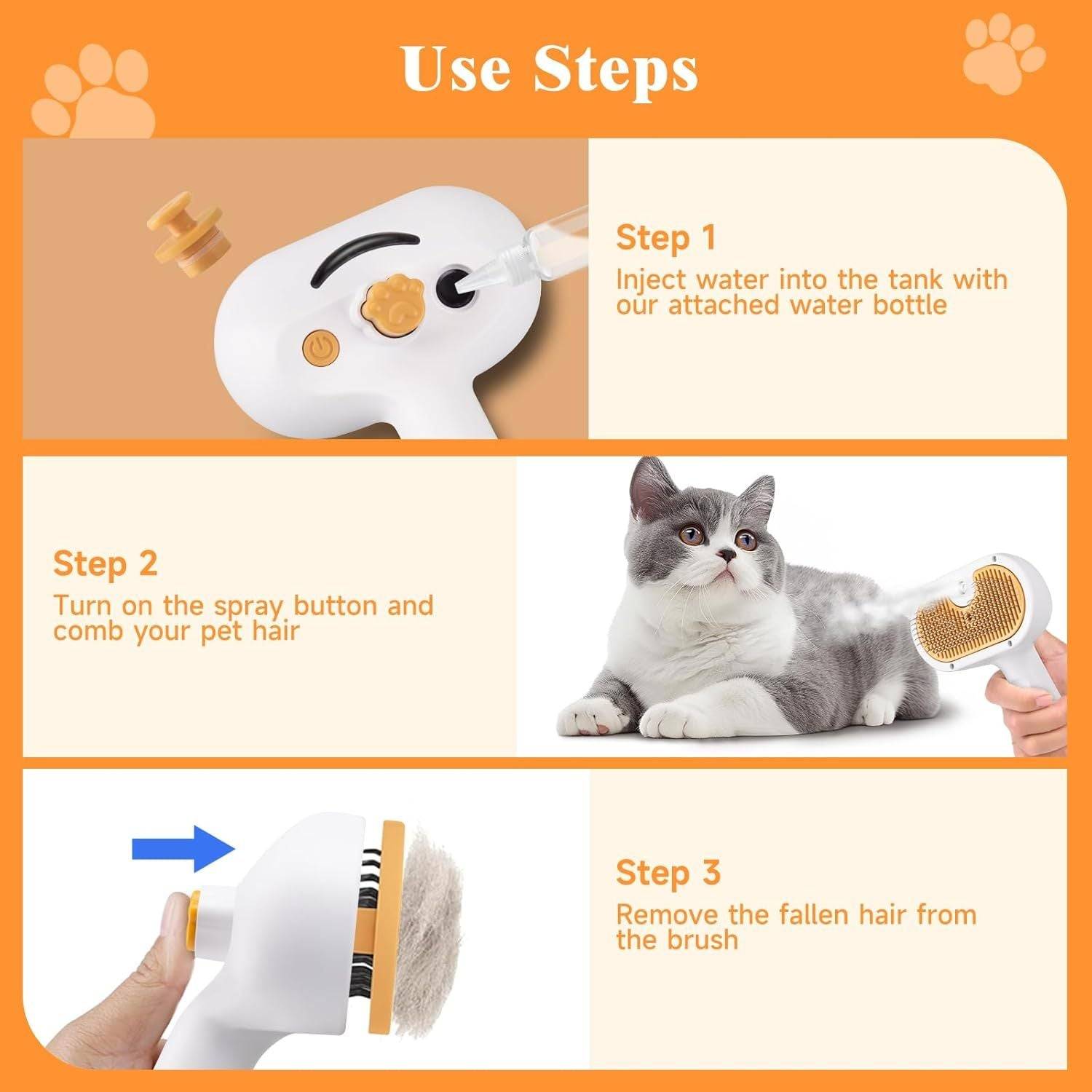 Pet Steam Dog Grooming Brush Kit For Cats And Dogs