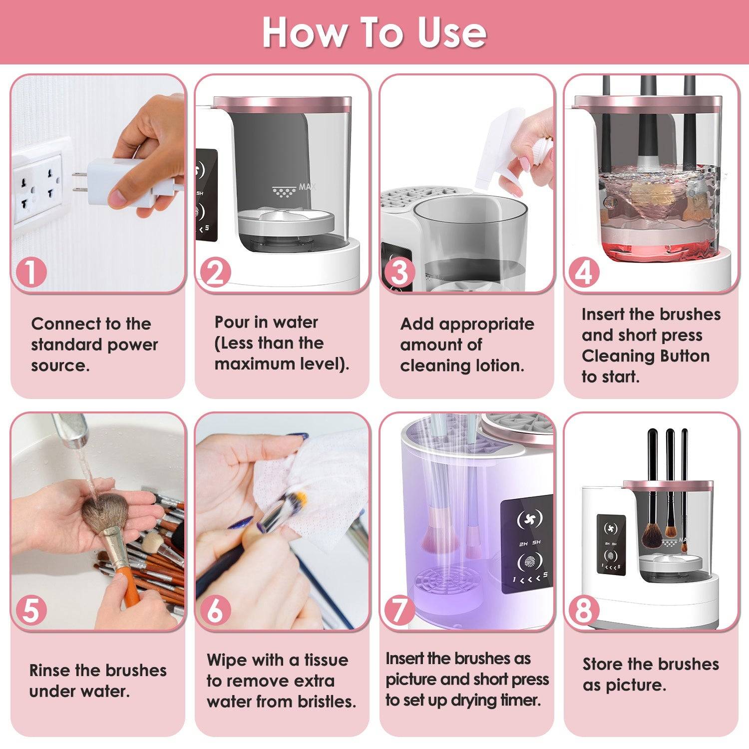 4-In-1 Electric Makeup Brush Cleaner with UV Function