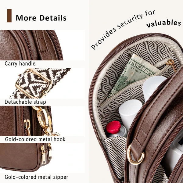 Womens Small Crossbody Bag Coffee Color Daily Carry