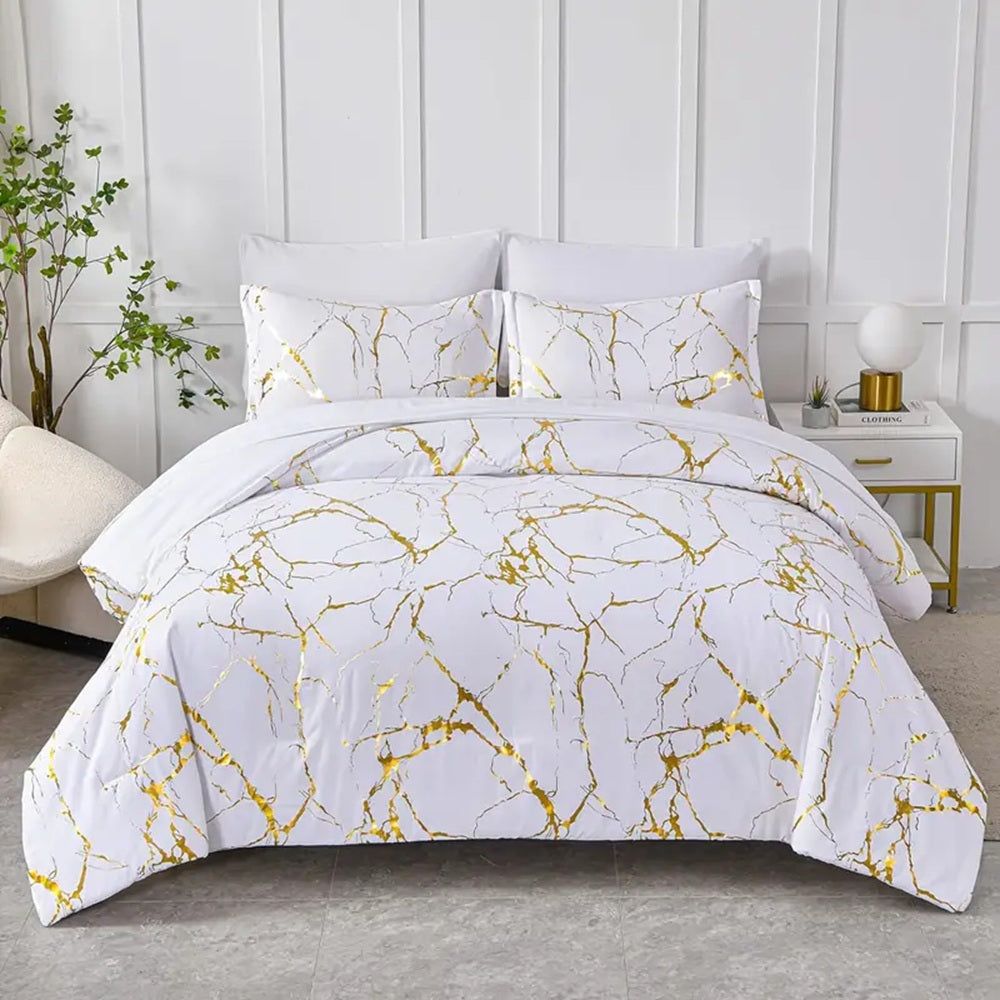 Marble White Duvet Covers Set with Matching Pillowcases