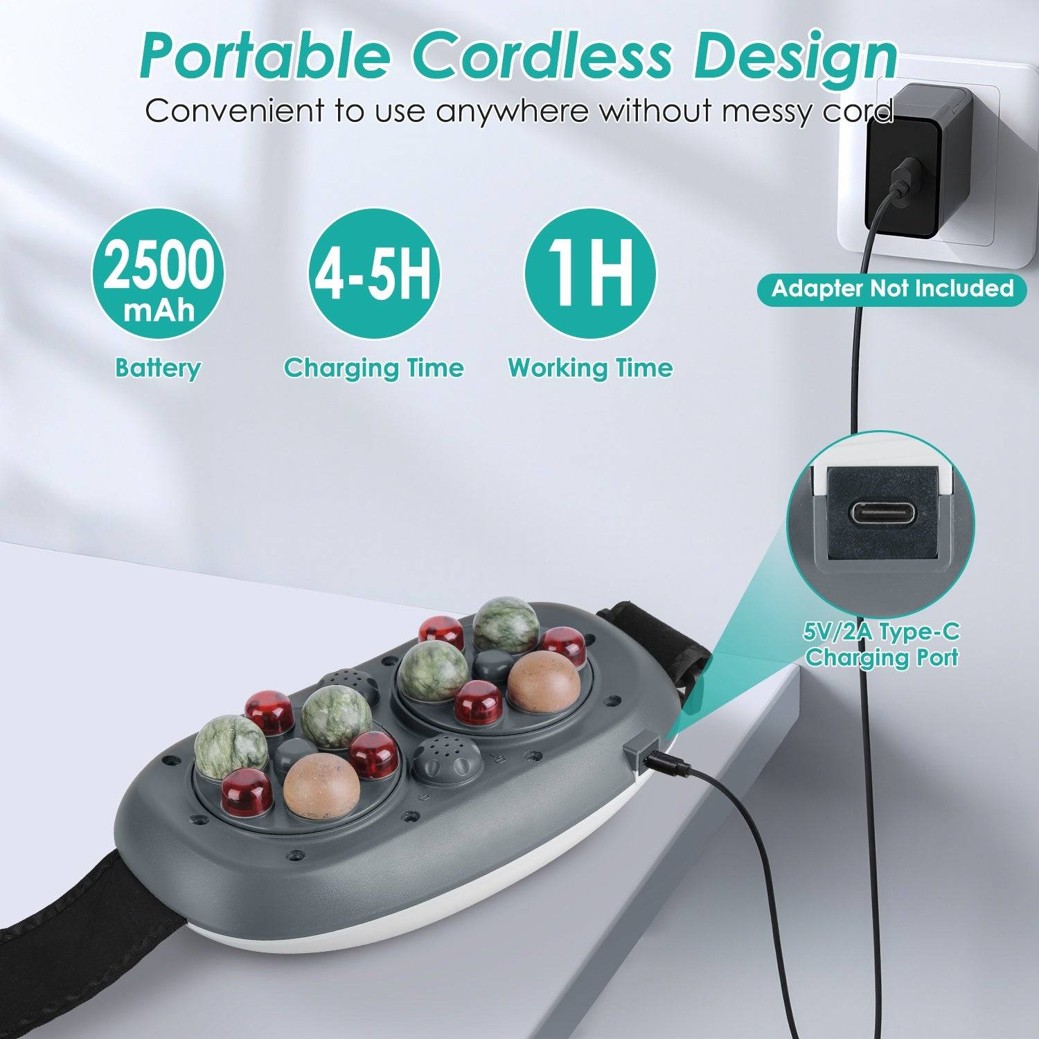 Rechargeable Abdominal Massager with Bian Stone and Heat