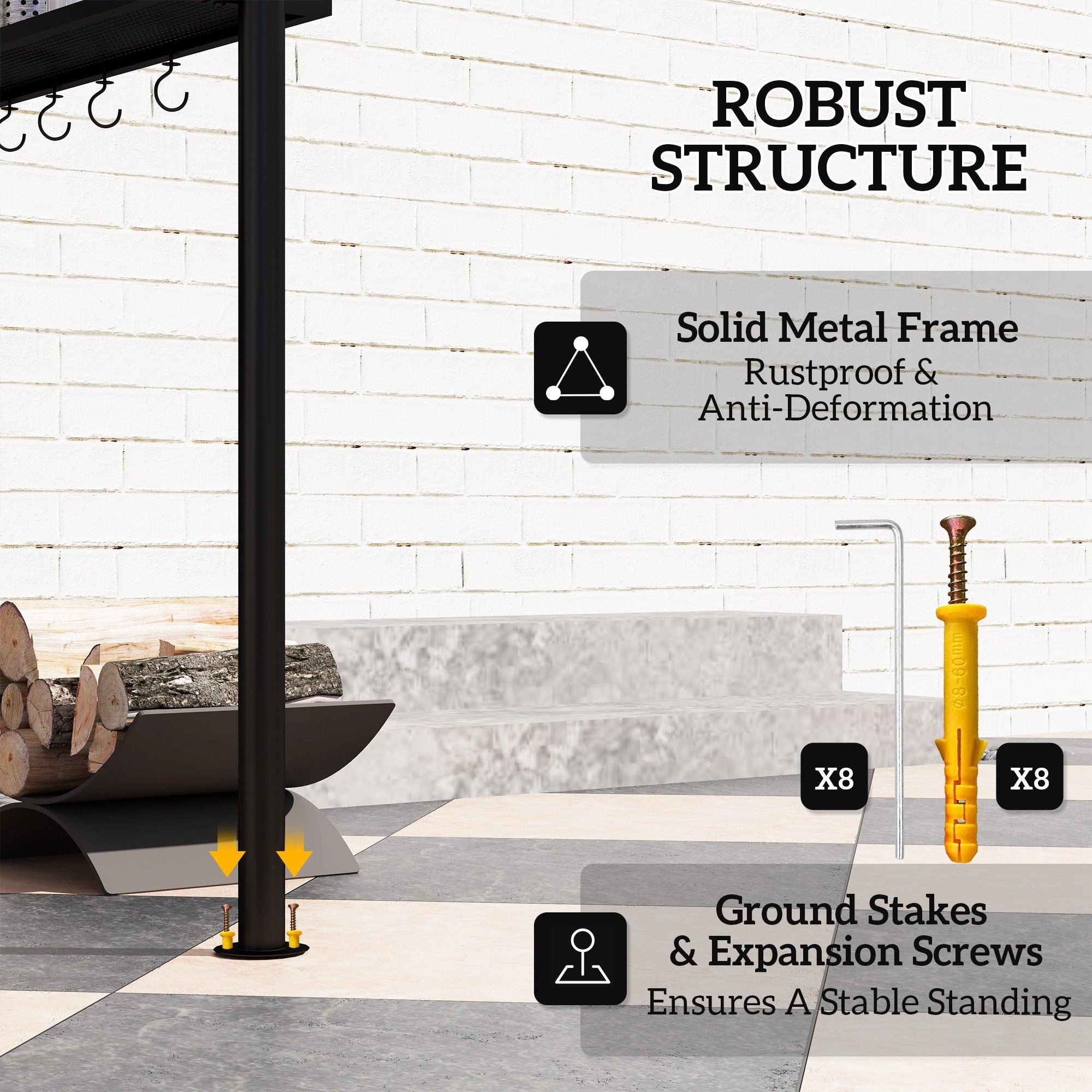 Outdoor Grill Gazebo With Double Roof And Side Shelves