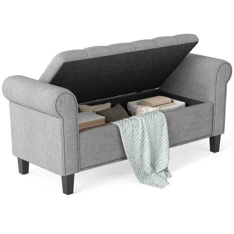 50 Inch Storage Ottoman Bench with Arms