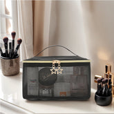 Hanging Makeup Cosmetic Bag Set Black Floral Design