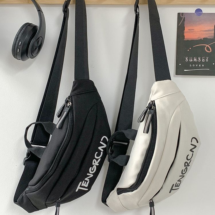 Men’s Crossbody Shoulder Bag Nylon Soft Street Style Cargo Chest Bag with File Pocket Daily Use