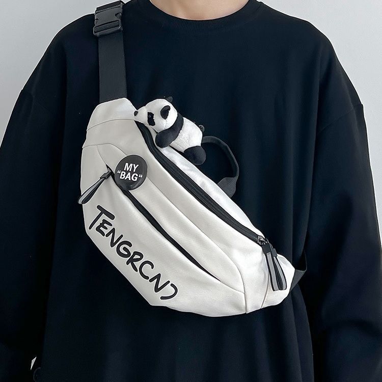 Men’s Crossbody Shoulder Bag Nylon Soft Street Style Cargo Chest Bag with File Pocket Daily Use