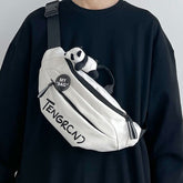 Men’s Crossbody Shoulder Bag Nylon Soft Street Style Cargo Chest Bag with File Pocket Daily Use