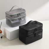 2pcs Travel Cosmetic Bag Set with Double Mesh Layers