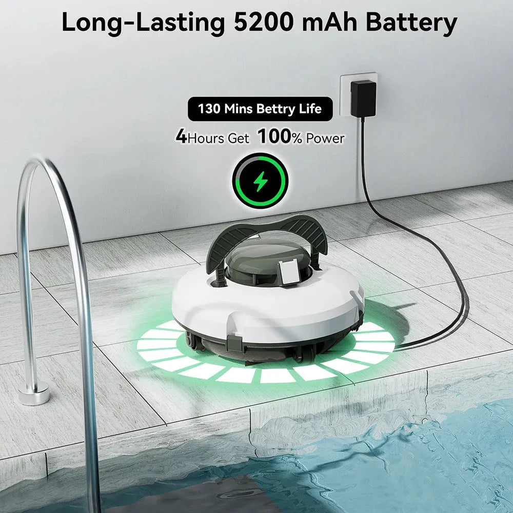 Cordless Robotic Pool Cleaner with IPX8 and Long Runtime