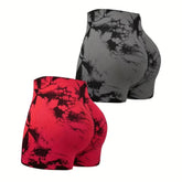 Athletic Shorts 2 Pack High Waist Seamless Tie Dye Fit