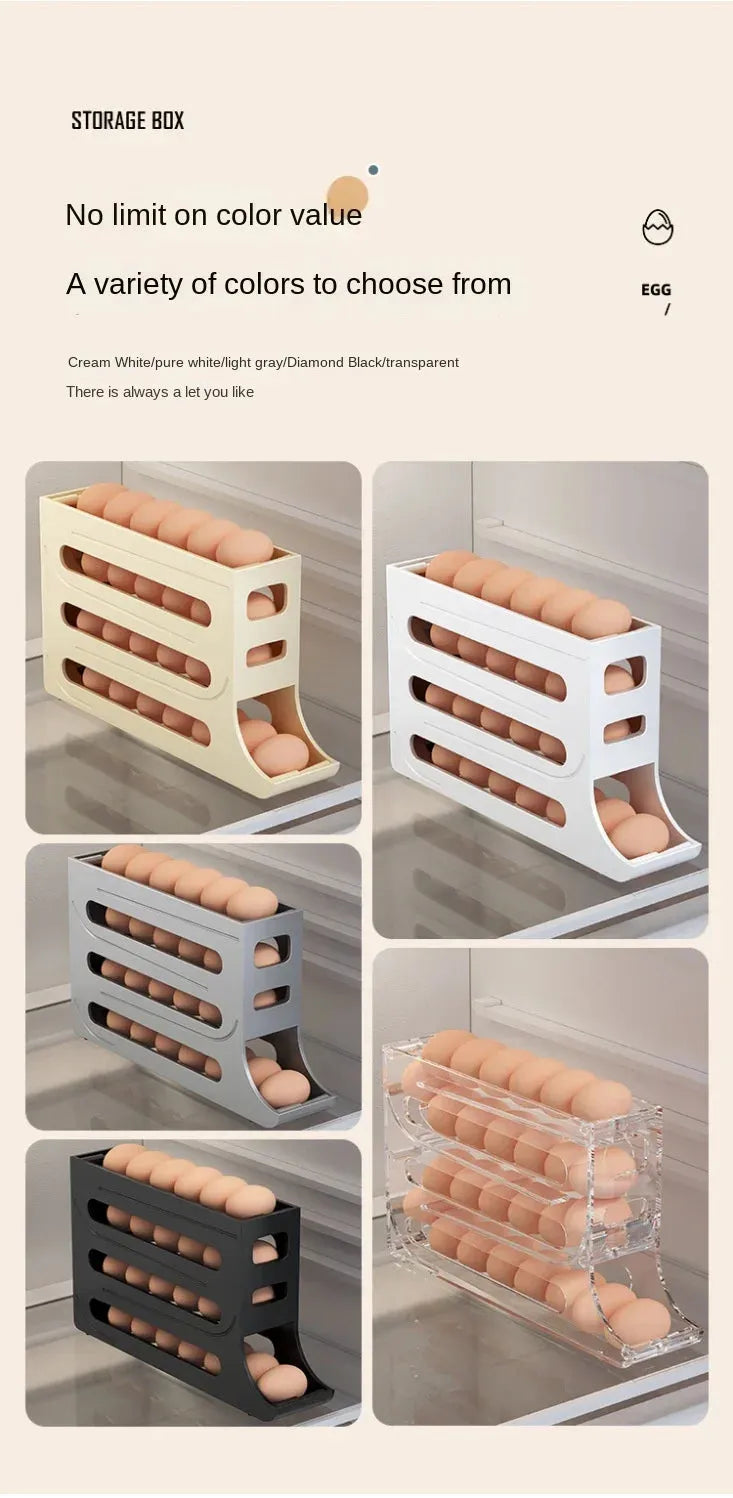 4 Layer Egg Holder with Automatic Rolling Dispenser