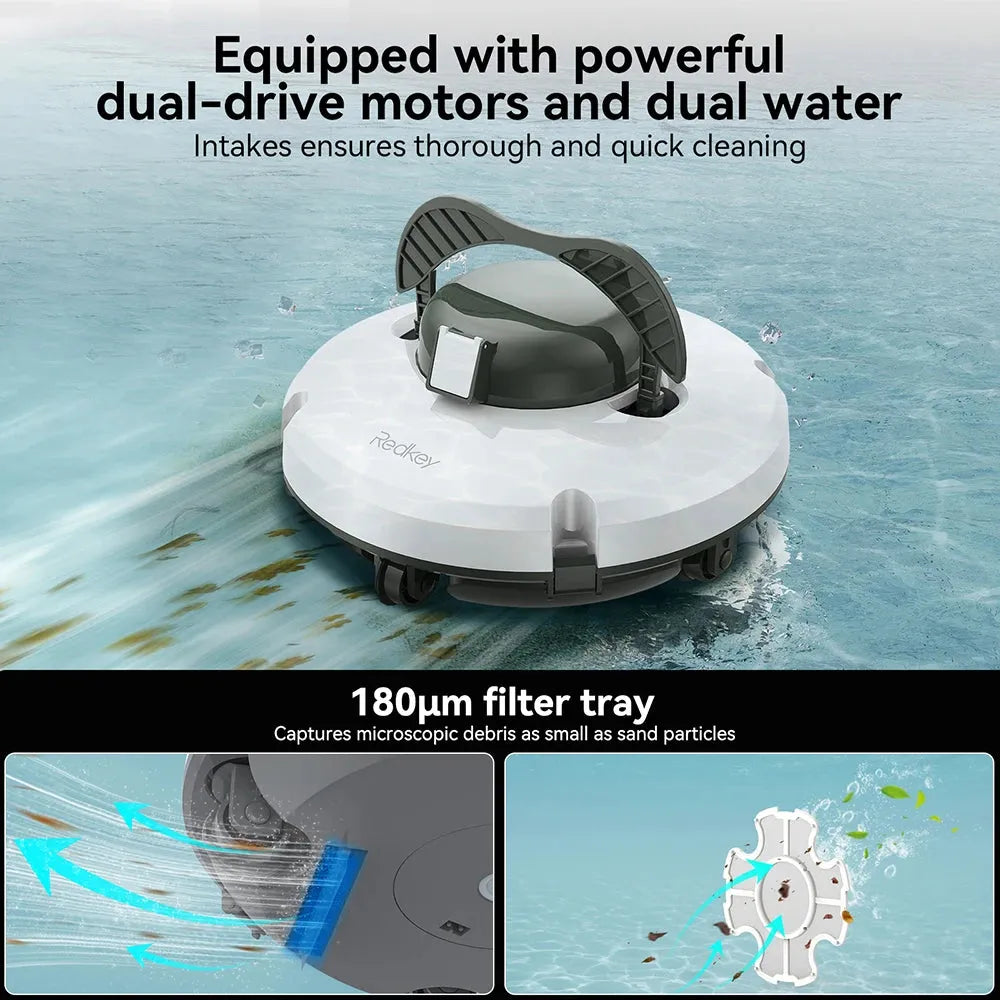 Cordless Robotic Pool Cleaner with IPX8 and Long Runtime