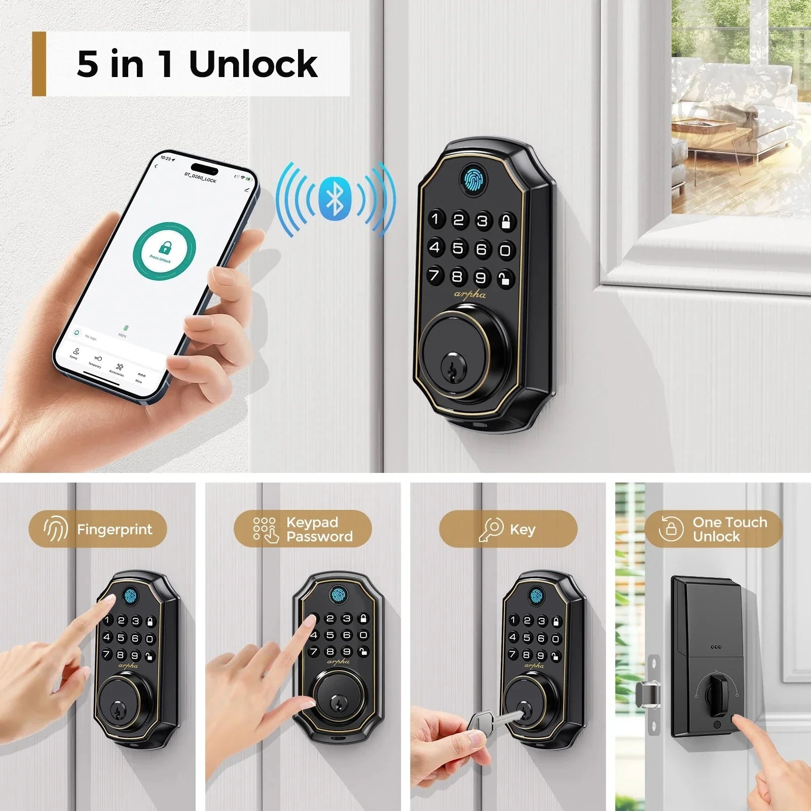 Smart Lock Fingerprint Door Lock with Keypad and Auto Lock