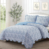 Blue Fern Bedding Set Quilt Full Queen Cooling Design