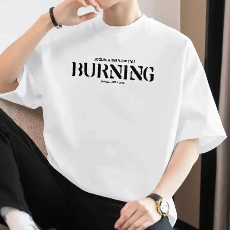 Tomson Jason T Shirt Set Streetwear Burning Print Graphic