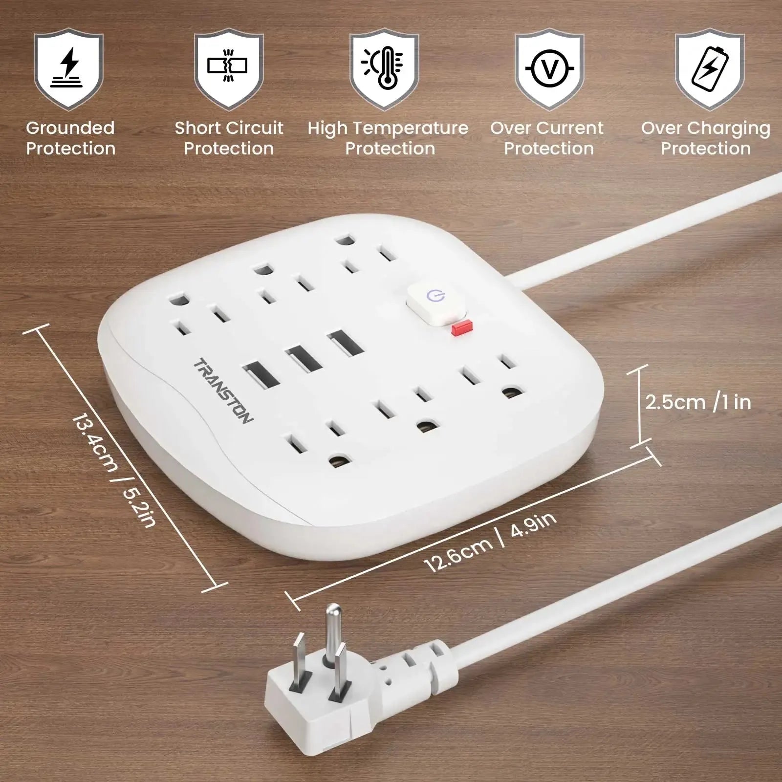 Power Strip Surge Protector With USB Ports And 10ft Cord