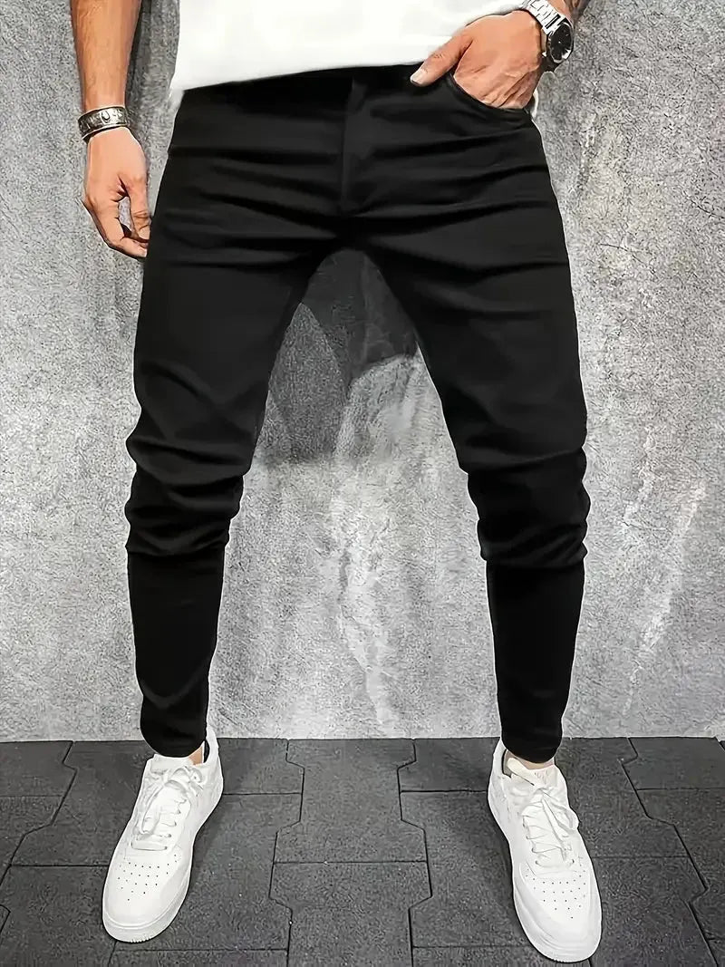 Men’s Slim Fit Jeans Washed Denim With Tapered Stretch