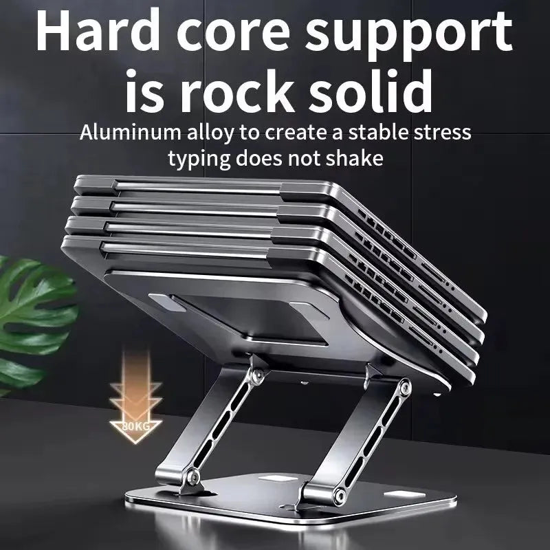 Adjustable Aluminum Laptop Stand with Folding Cooling Design